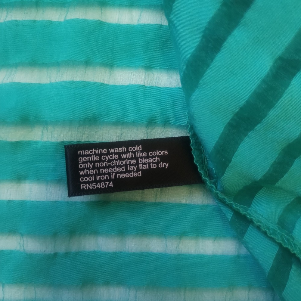The Limited Sheer Stripe Blouse Women's Medium Teal Zipper Back Chic - Picture 9 of 10